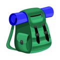 Green backpack for hiking.